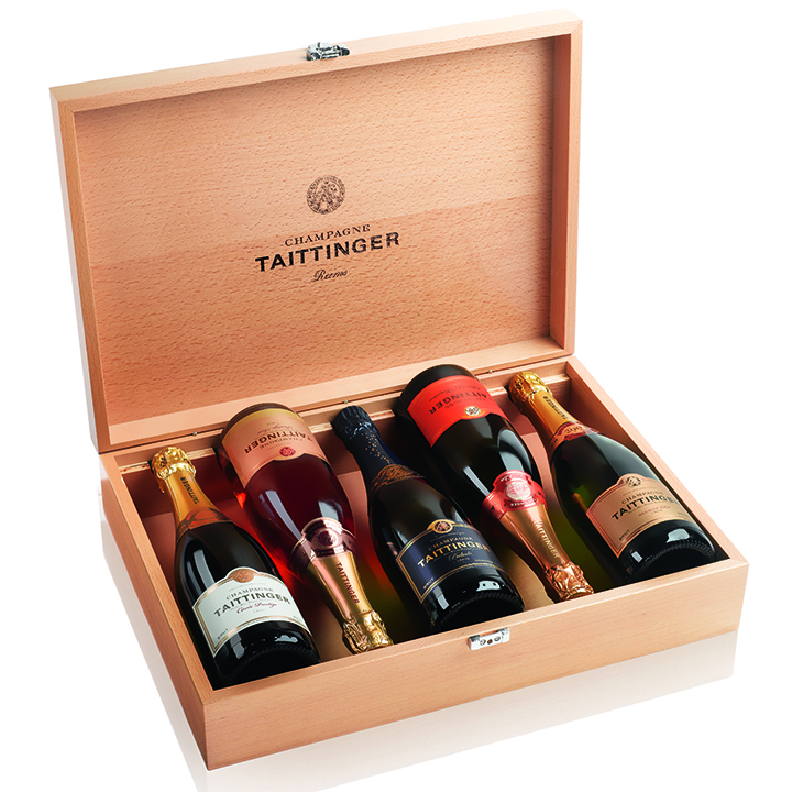 Buy & Send Taittinger Family 5 x 75cl in Taittinger Wooden Gift Box